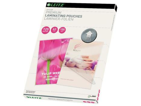 LEITZ iLAM Premium Lamineerhoezen A3 Glanzend 125 micron (2 x 125) Transparant 100 Stuks (74880000)