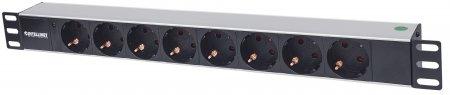 INTELLINET 19" 1.5U Rackmount 8-Way Power Strip - With LED In, dicator 1.6 m Power Cord (714037)