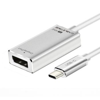 CABLETIME USB-C adapter, 0,2m, USB-C: Han - Displayport: Hun, 4K60Hz, Hvid med alu stik (580340105)