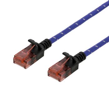 DELTACO Tough Slim CAT.6A U/UTP Patch Cable, 28AWG, 3.8mm, 0.5m, Blue (UUTP-1300)