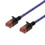 DELTACO Tough Slim CAT.6A U/UTP Patch Cable, 28AWG, 3.8mm, 0.5m, Blue