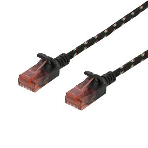 DELTACO Tough Slim CAT.6A U/UTP Patch Cable, 28AWG, 3.8mm, 0.5m, Black (UUTP-1310)