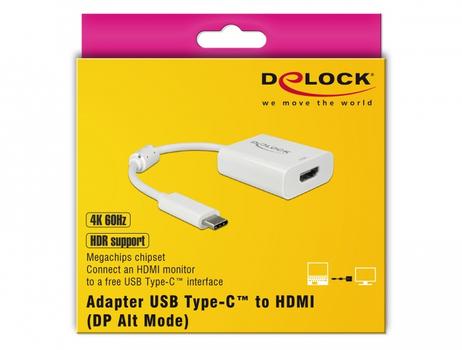 DELOCK USB Type-Câ?¢ Adapter zu HDMI (DP Alt Mode) 4K 60 Hz mit HDR Funktion (63937)