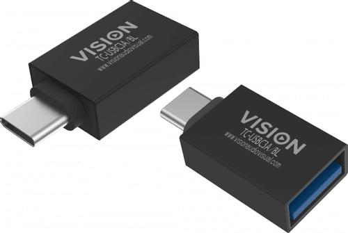 VISION N Professional installation-grade USB-C to USB-A adapter - LIFETIME WARRANTY - plugs into USB-C and has full-sized USB-A 3.0 socket - USB-C (M) to USB Type A (F) - USB 3.1 Gen 2 - black (TC-USBC3A/BL)