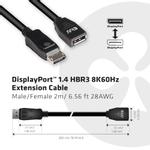 CLUB 3D Cable C3D DisplayPort 1.4 HBR3 8K60Hz 2m Verlängerungskabel Stecker / Buchse (CAC-1022)
