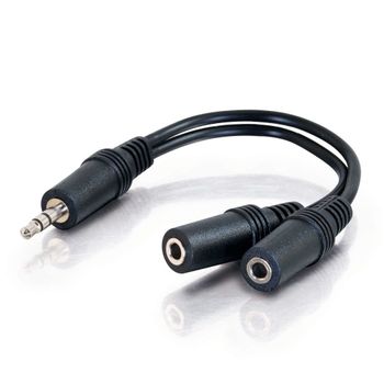 C2G Value Series Y-Cable - Audio-adapter - mini-phone stereo 3.5 mm hane till mini-phone stereo 3.5 mm hona - 15 cm - skärmad - svart (80137)