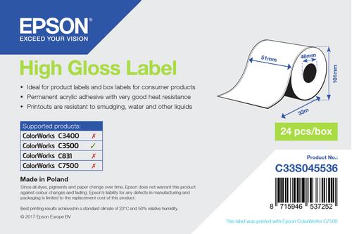 EPSON High Gloss Label - Continuous51mm x 33m NS (C33S045536)