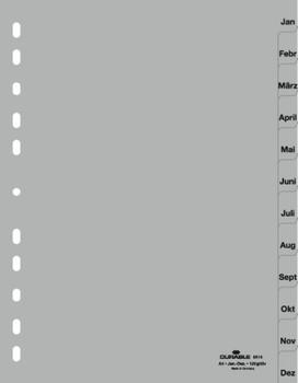 DURABLE Monatsregister A4 Jan-Dez PP volldeck. 25 St grau (651410)