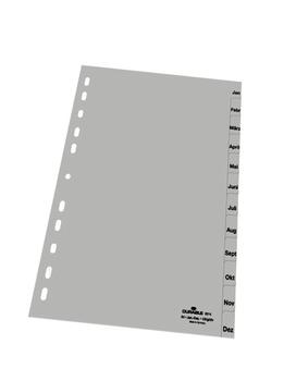 DURABLE Monatsregister A4 Jan-Dez PP volldeck. 25 St grau (651410)