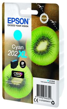 EPSON n Ink Cartridges,  Claria" Premium Ink, 202XL, Kiwi, Singlepack,  1 x 8.5ml Cyan, High, XL (C13T02H24020)