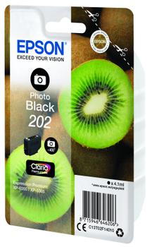 EPSON n Ink Cartridges,  Claria" Premium Ink, 202, Kiwi, Singlepack,  1 x 4.1ml Photo Black, Standard, RF+AM (C13T02F14020)