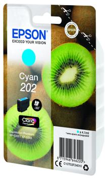 EPSON n Ink Cartridges,  Claria" Premium Ink, 202, Kiwi, Singlepack,  1 x 4.1ml Cyan, Standard, RF+AM (C13T02F24020)