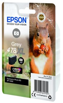 EPSON n Ink Cartridges,  Claria" Photo HD Ink, 478XL, Squirrel, Singlepack,  1 x 11.2ml Grey (C13T04F64010)