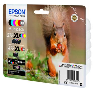 Epson 478XL Multipack - 6-pack - høykapasitets - grå, svart, gul, cyan, magenta, rød - original - blekkpatron (C13T379D4010)