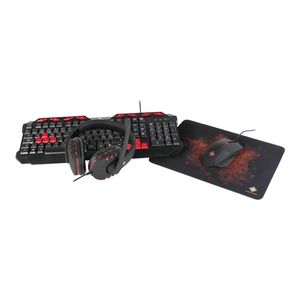 DELTACO 4-in-1 Gaming Gear Kit Keyboard, mouse, headset and mouse pad set Membrane Cabling Nordic (GAM-023)