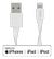 DELTACO Lightning cable, 1m, 2.4A, flat cable, MFi, white