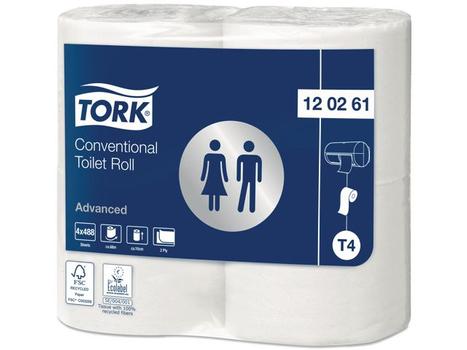 TORK WC-paperi 488 arkkia/ rll 2-krs T4 , 4rll/ pkt, 6pkt/ sk (120261)