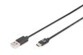 DIGITUS USB-C 2.0 kabel, USB-C: Han - USB-A: Han, 4,0m, Sort