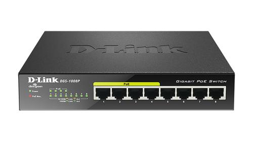 D-LINK 8-port 10/ 100/ 1000 Desktop Switch (DGS-1008P)
