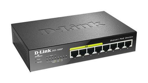 D-LINK 8-port 10/ 100/ 1000 Desktop Switch (DGS-1008P)