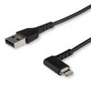 STARTECH 2M ANGLED LIGHTNING TO USB CABLE-APPLE MFI CERTIFIED-BLACK CABL (RUSBLTMM2MBR)