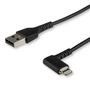 STARTECH 1M ANGLED LIGHTNING TO USB CABLE-APPLE MFI CERTIFIED-BLACK CABL
