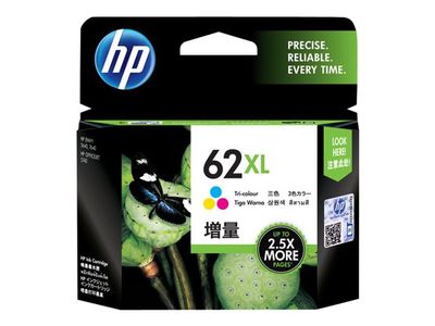 HP 62XL høykapasitets trefargers original blekkpatron (C2P07AE#301)