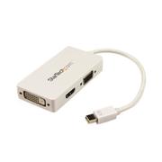 StarTech Travel A/V Adapter: 3-in-1 Mini DisplayPort to VGA DVI or HDMI Converter - White (MDP2VGDVHDW) - videokonverter - hvit