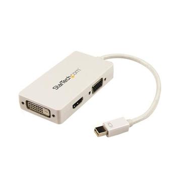 StarTech Travel A/V Adapter: 3-in-1 Mini DisplayPort to VGA DVI or HDMI Converter - White (MDP2VGDVHDW) - videokonverter - hvit (MDP2VGDVHDW)