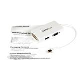 StarTech Travel A/V Adapter: 3-in-1 Mini DisplayPort to VGA DVI or HDMI Converter - White (MDP2VGDVHDW) - videokonverter - hvit (MDP2VGDVHDW)