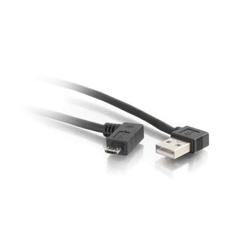 C2G USB 2.0 A Right Angle to Micro-USB B Right Angle Cable - USB-kabel - mikro-USB typ B (hane) till USB (hane) - 1 m - 90° kontakt, högervinklad kontakt - svart (81704)