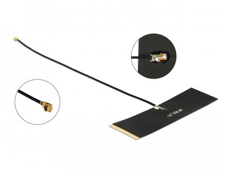 DELOCK TETRA 430 - 470 MHz Antenna MHF plug 0 dBi 1.13 15 cm black self adhesive (12539)