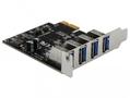 DELOCK USB 5 Gbps PCIe x1 Card with 4 x external USB-A female
