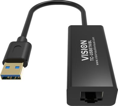 VISION Professional installation-grade USB-A to RJ45 Ethernet network adapter - LIFETIME WARRANTY - 100/1000 mbps - fast ethernet mac - supports suspend/ resume detection logic and control endpoint - USB-A 3. (TC-USBETH/BL)