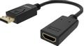 VISION 4K 60 Hz - DP version 1.3 - gold connectors - HDMI 2.0 - does not convert HDMI to DP - hotplug - DP (m) to HDMI (f) - outer diameter 5.5 mm - 30 AWG - overall length 225 mm - black (TC-DPHDMI/BL)