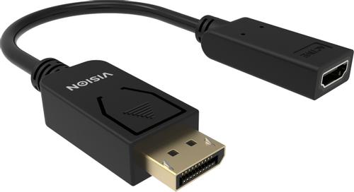 VISION 4K 60 Hz - DP version 1.3 - gold connectors - HDMI 2.0 - does not convert HDMI to DP - hotplug - DP (m) to HDMI (f) - outer diameter 5.5 mm - 30 AWG - overall length 225 mm - black (TC-DPHDMI/BL)