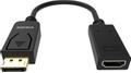 VISION 4K 60 Hz - DP version 1.3 - gold connectors - HDMI 2.0 - does not convert HDMI to DP - hotplug - DP (m) to HDMI (f) - outer diameter 5.5 mm - 30 AWG - overall length 225 mm - black (TC-DPHDMI/BL)