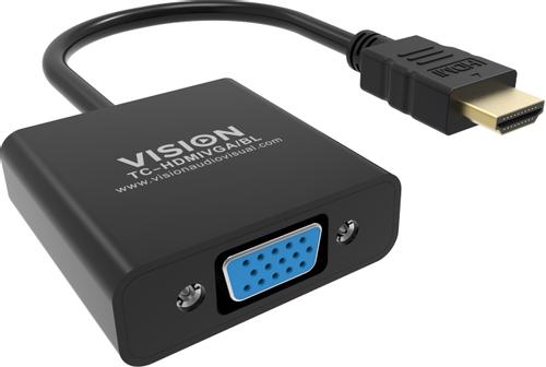 VISION N Professional installation-grade HDMI to VGA adaptor - LIFETIME WARRANTY - maximum resolution 1920 x 1080 - does not convert VGA to HDMI - HDMI (M) to VGA (F) - outer diameter 5.0 mm - overall length (TC-HDMIVGA/BL)