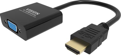 VISION N Professional installation-grade HDMI to VGA adaptor - LIFETIME WARRANTY - maximum resolution 1920 x 1080 - does not convert VGA to HDMI - HDMI (M) to VGA (F) - outer diameter 5.0 mm - overall length (TC-HDMIVGA/BL)