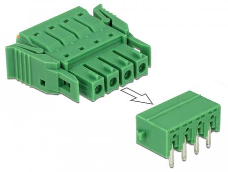 DELOCK Terminal block set for PCB 4 pin 3.81 mm pitch horizontal (65954)