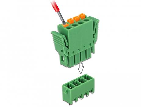 DELOCK Terminal block set for PCB 4 pin 3.81 mm pitch vertical (65970)