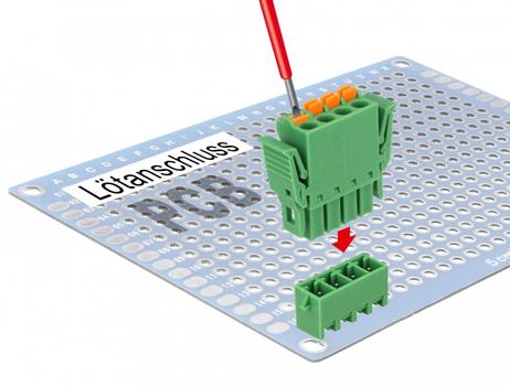 DELOCK Terminal block set for PCB 4 pin 3.81 mm pitch vertical (65970)