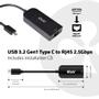 CLUB 3D USB 3.2 Adapter Typ-C zu 2,5 Gigabit Ethernet St./Bu. schwarz CAC-1520 (CAC-1520)