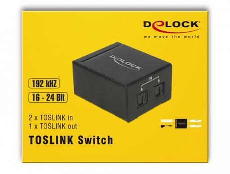 DELOCK TOSLINK Switch 2 x TOSLINK in to 1 x TOSLINK out (18767)