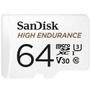 SANDISK HIGH ENDURANCE MICROSDXC CARD SQQNR 64G (5 000 HRS) UHS-I C10 U3 V30 100MB/S R 40MB/S W SD ADAPTOR IN