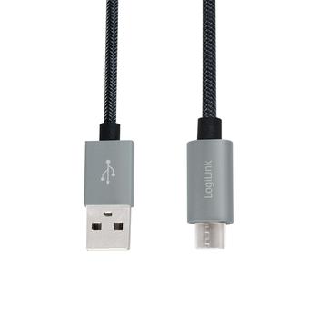 LOGILINK - Sync & charging cable, USB to Micro USB male, grey (CU0132)