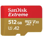 SANDISK SANDISC Extreme microSDXC 512GB + SD Adapter + Rescue Pro Deluxe 160MB/s A2 C10 V30 UHS-I U6