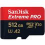 SANDISK Extreme Pro microSDXC 512GB + SD Adapter + Rescue Pro Deluxe 170MB/s A2 C10 V30 UHS-I U4