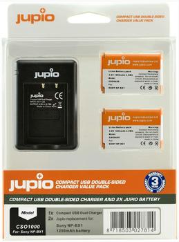 JUPIO Kit: 2x Battery NP-BX1 + Compact USB Double-Sided Charger (CSO1000)