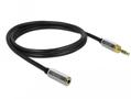 DELOCK Stereo Jack Extension Cable 3.5 mm 3 pin male to female with 6.35 mm screw adapter 5 m
